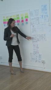 Caroline takes everyone through her own wireframes and workflow ideas